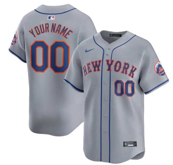 Mens New York Mets Active Player Cutsom 2024 Gray Away Limited Stitched Baseball Jersey->customized mlb jersey->Custom Jersey